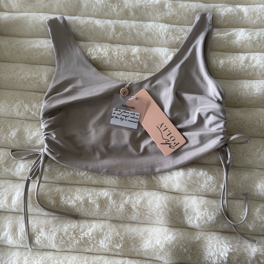 Oh‎ Polly grey cropped cami top NWT